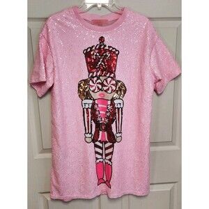 Simply Southern Women's Nutcracker T-Shirt Dress Pink L/XL